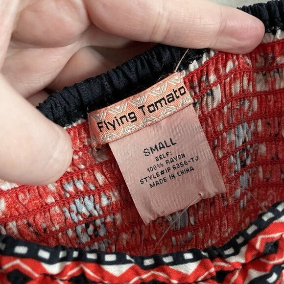 Flying Tomato S Boho Printed Side Cutouts Off The Shoulder Wide Leg Jumpsuit NWT - Picture 9 of 12